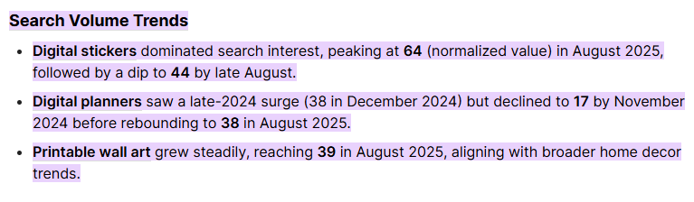 points on search volume trends