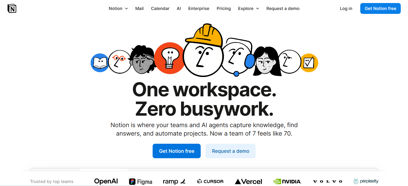 titre de la page d'accueil de notion sur l'espace de travail
