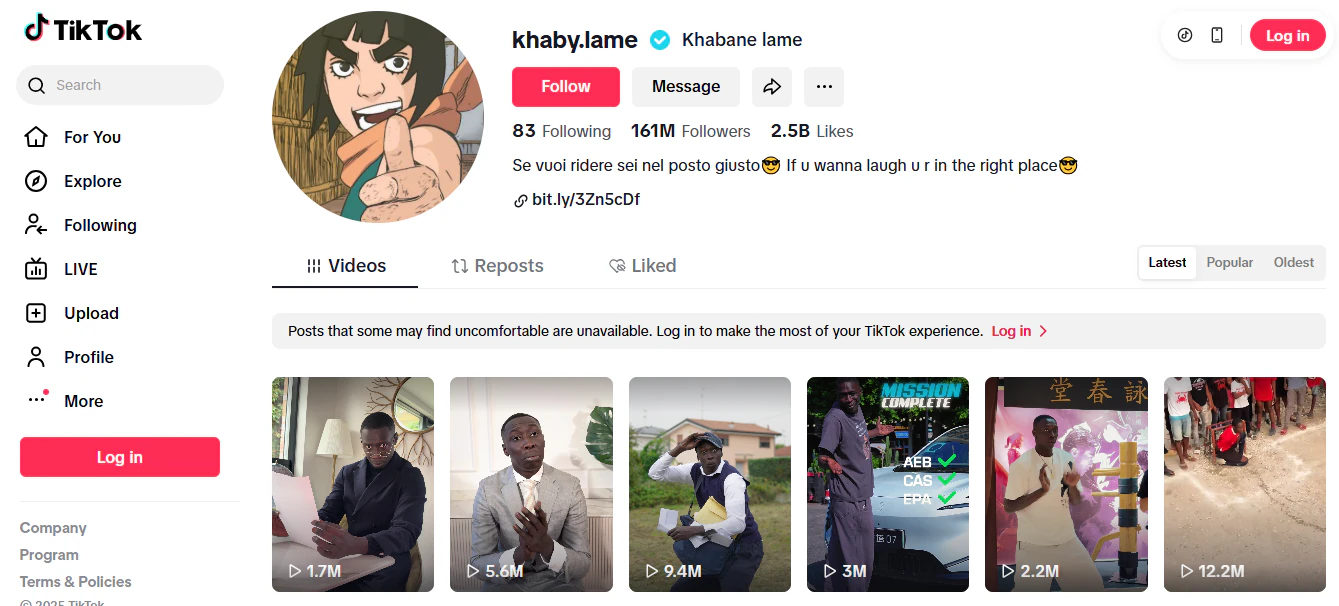 page tiktok populaire montrant des loisirs rentables