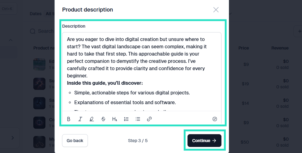 Easytools: capture des produits - vitrine - produit digital