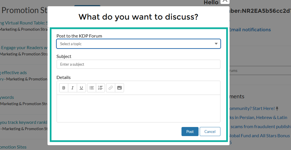 publier une discussion dans le forum kdp