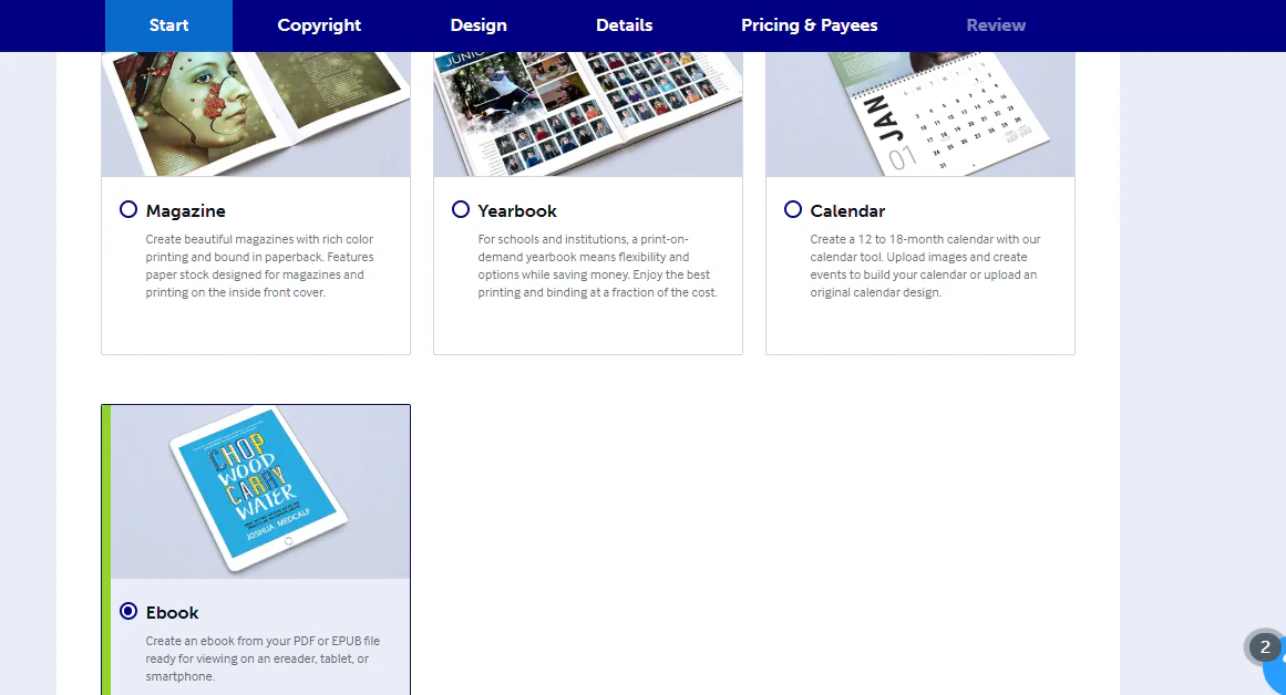 Lulu: capture de la section create