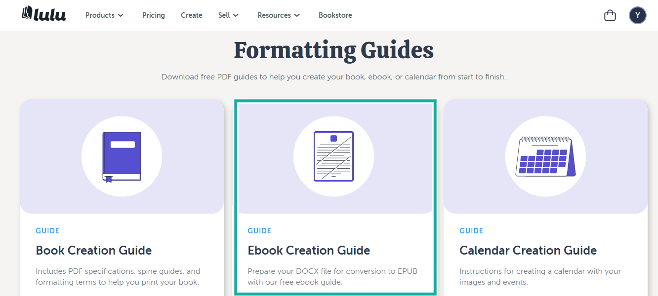 consulter le guide de création d'ebook pour démarrer votre ebook