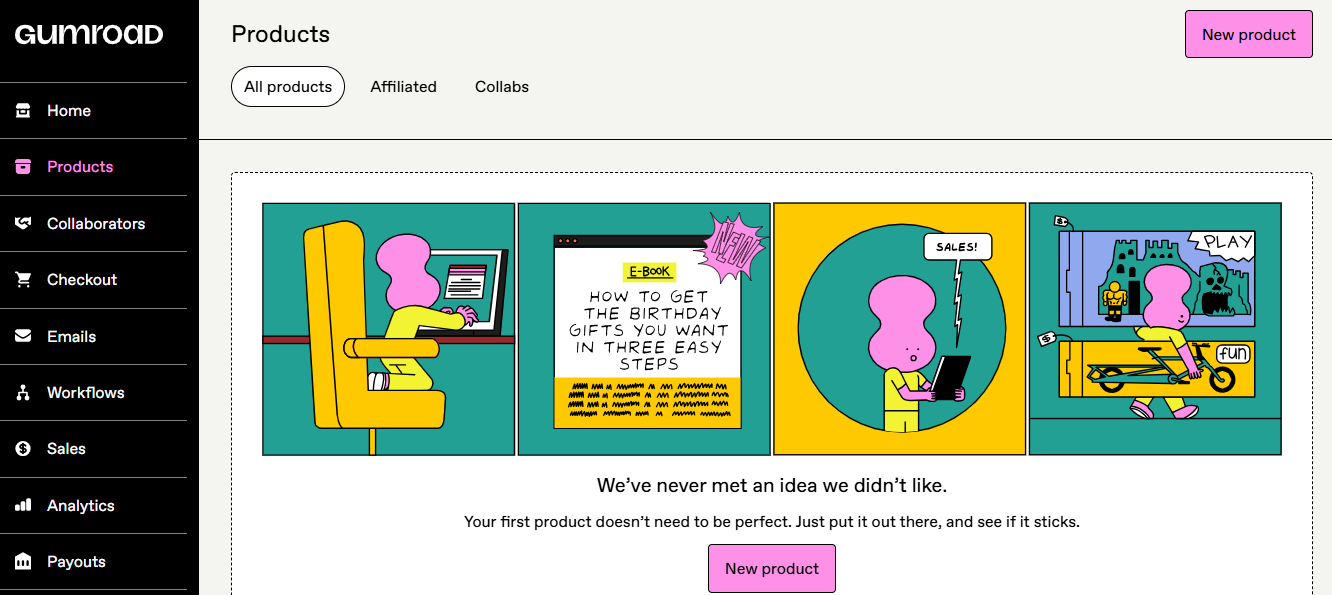 Gumroad: note personnelle: capture - produit digital
