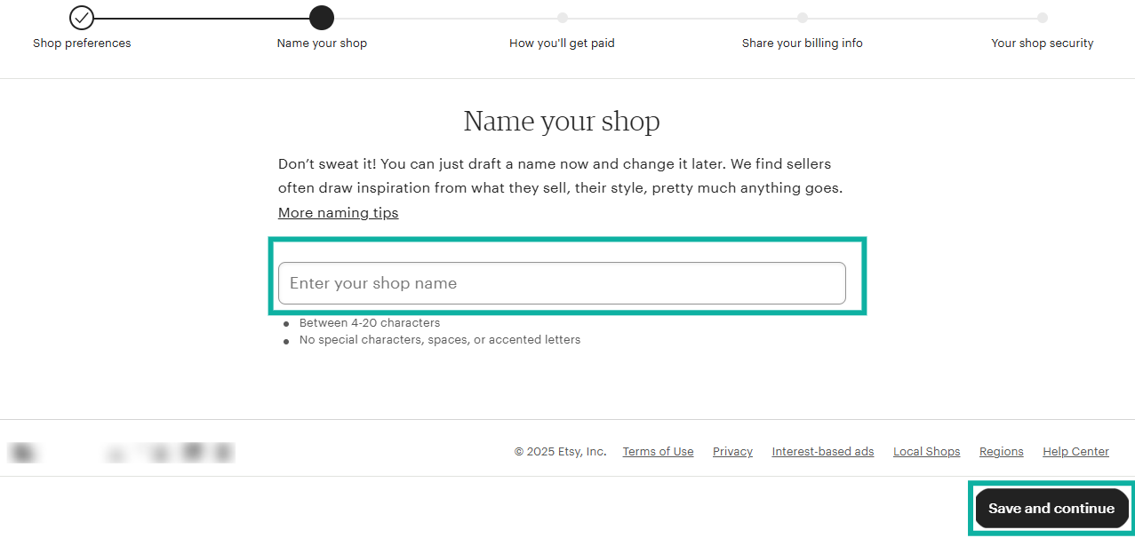 Etsy: capture de la section selling - paiement vue 2