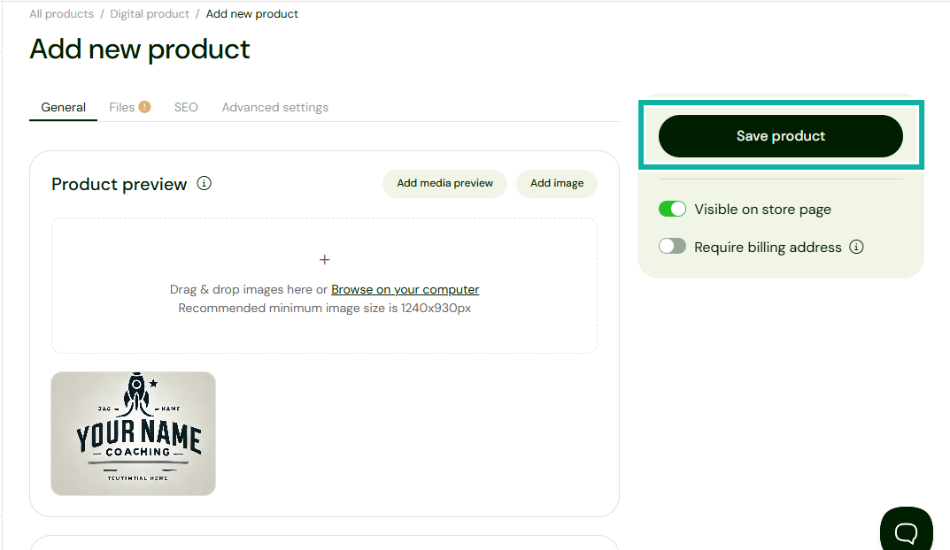 vérifier l'aperçu du produit et enregistrer
