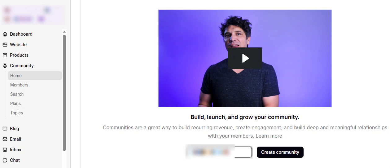 Podia: capture de la section membership - import de média