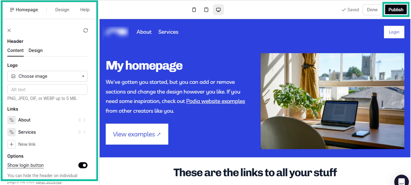 configurer le site avec les fonctionnalités disponibles et publier