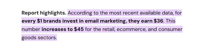 points clés d'un rapport sur les investissements des marques en email marketing