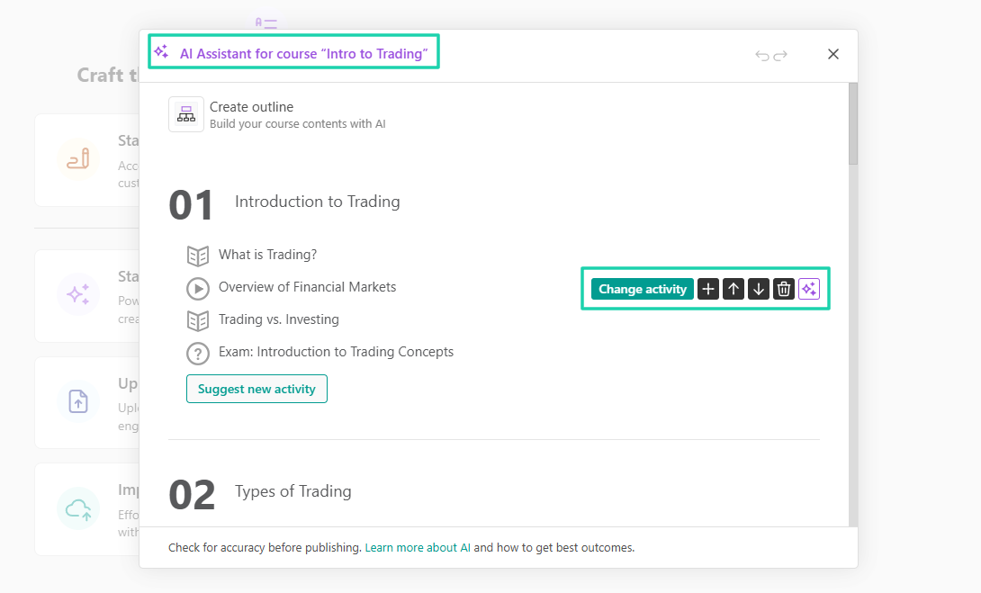 LearnWorlds vs Thinkific: course builder screenshot — website builder