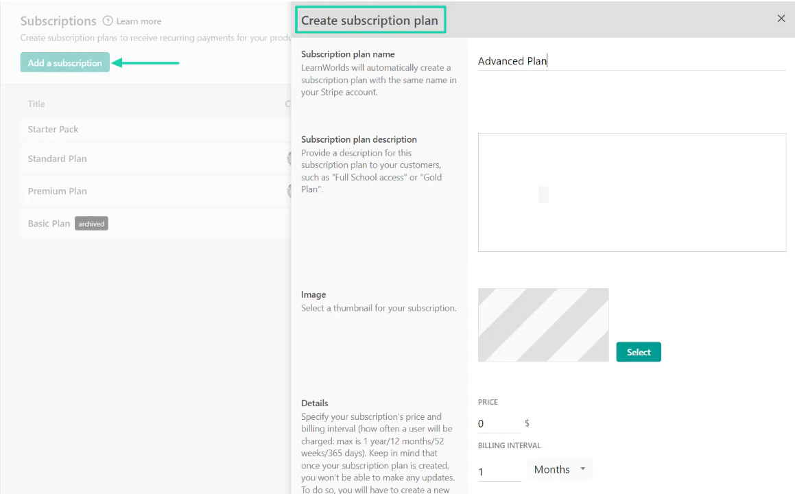 LearnWorlds vs Thinkific: course builder screenshot — membership