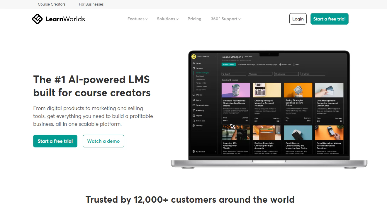 LearnWorlds landing page