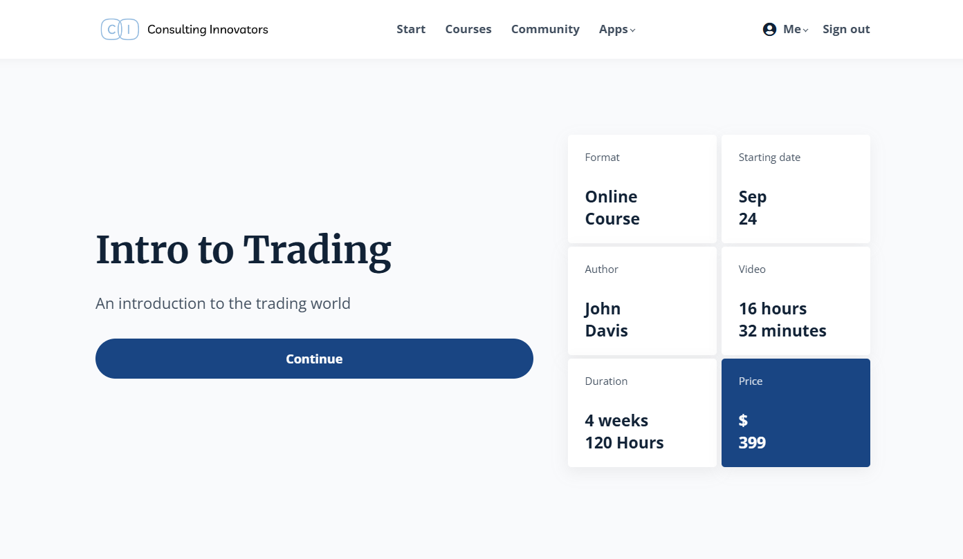 online course landing page on LearnWorlds