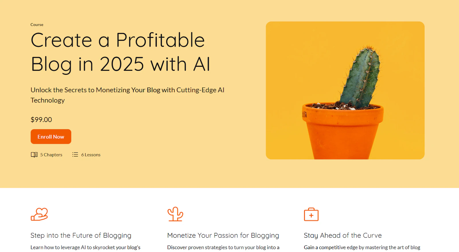 online course landing page on Thinkific