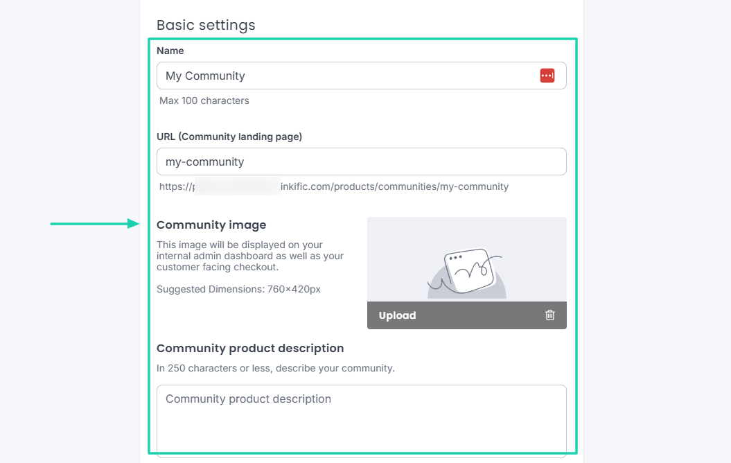 basic settings of Thinkific community