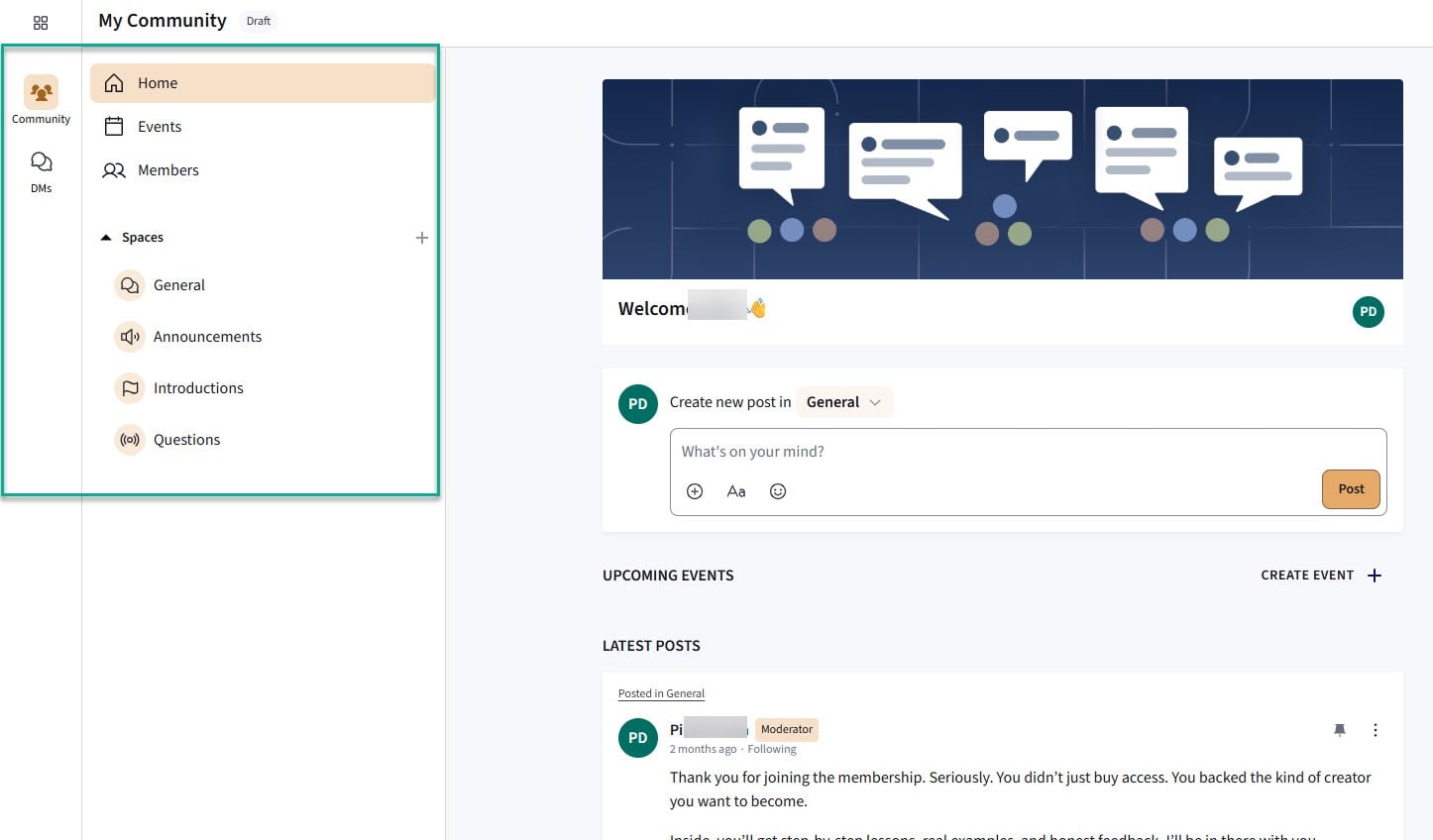 customize community in thinkific