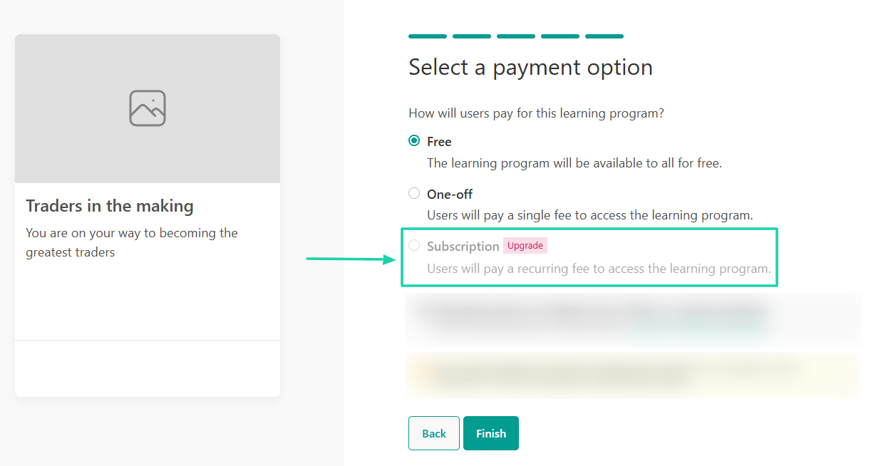 free or one-off payment option