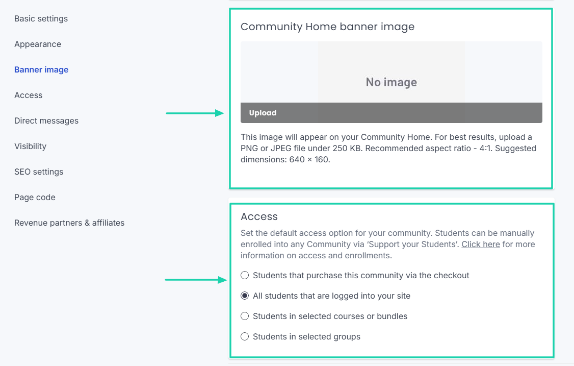 upload banner image and update access