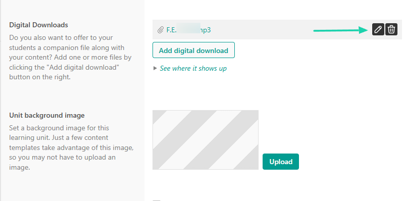 Digital downloads interface screenshot