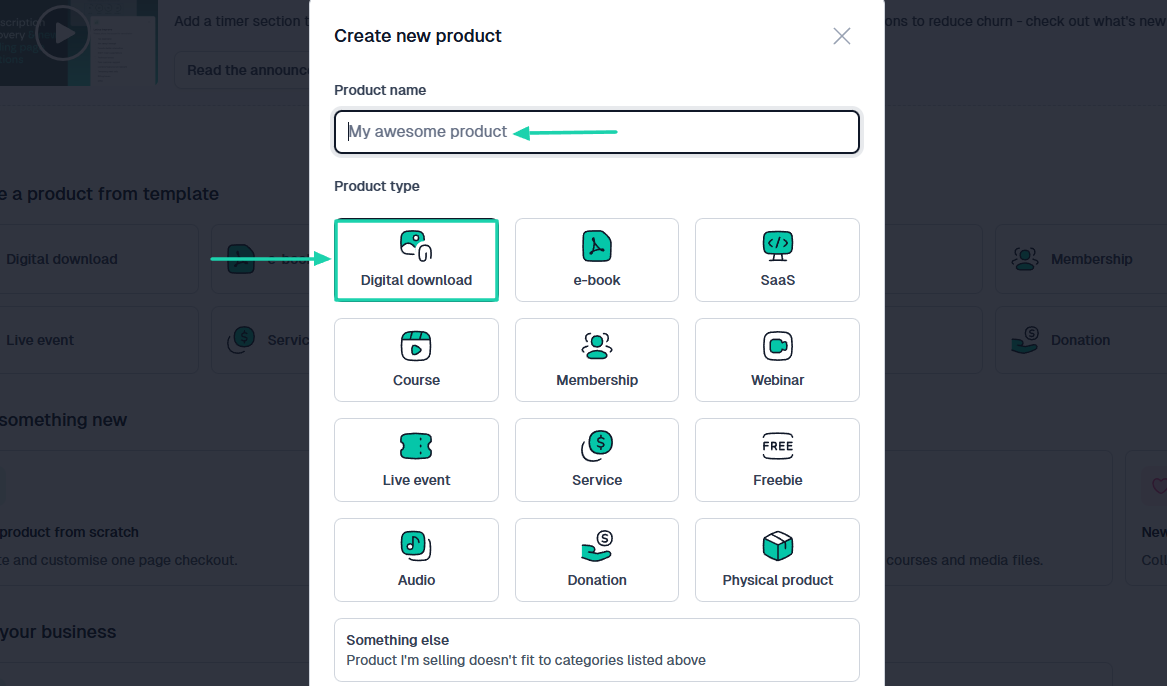 Digital downloads: digital product screenshot
