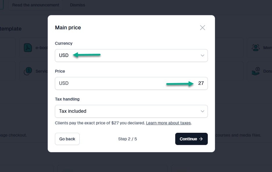 Digital downloads: course builder screenshot