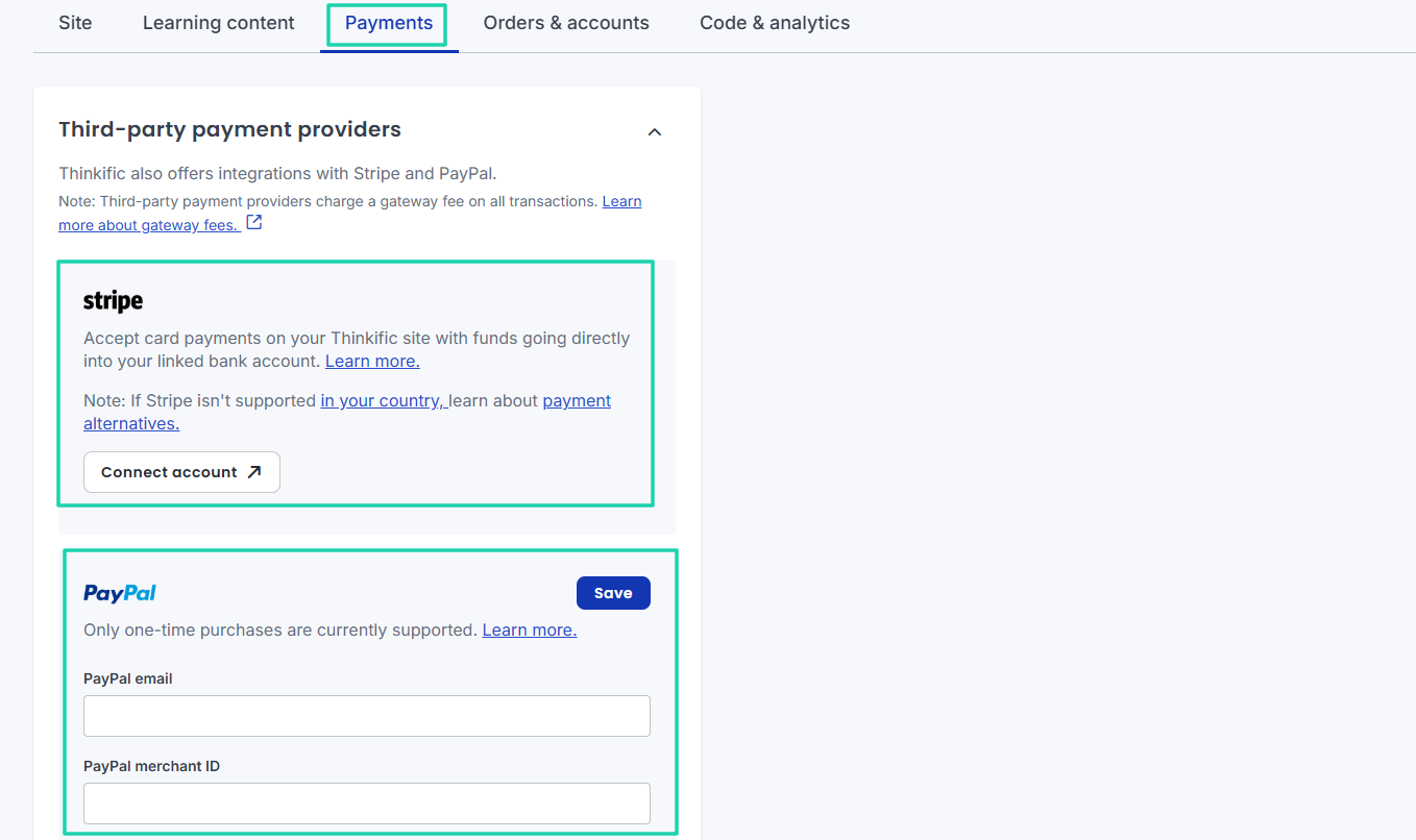 stripe and paypal integration
