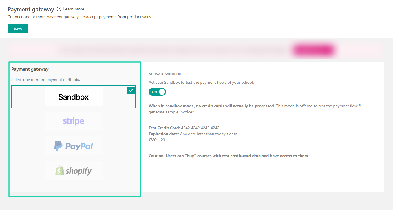 payment options on LearnWorlds