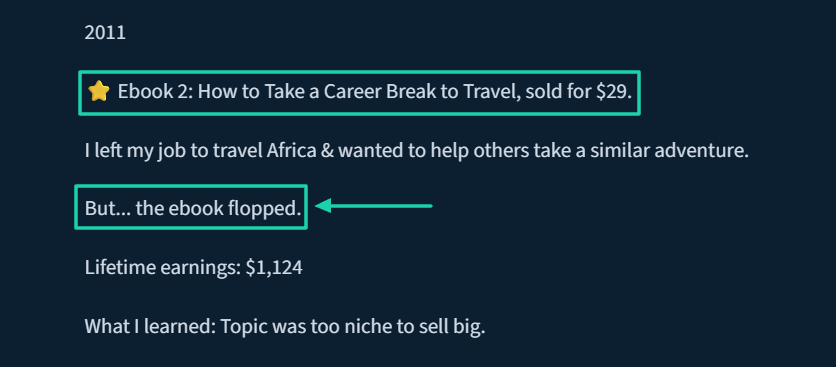 e-book failure reason and lifetime earnings