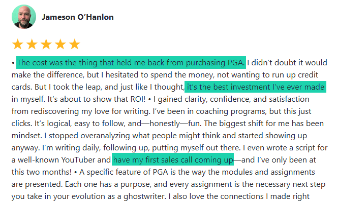 customer feedback for an online course 