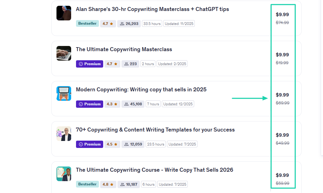 recommended courses on udemy