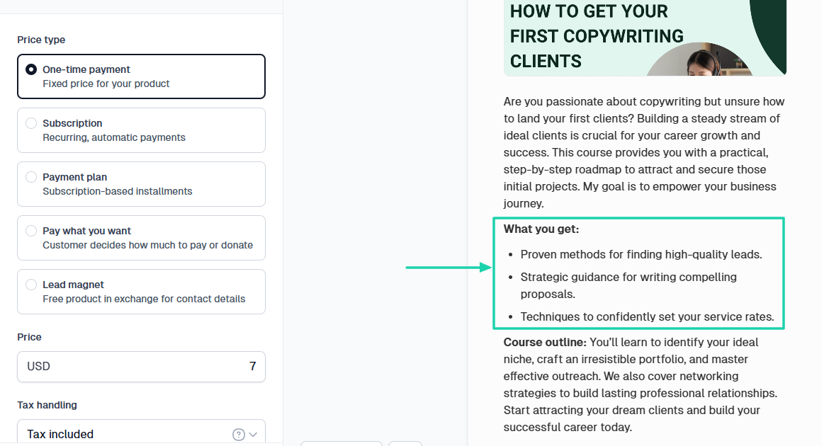 price type to sell digital products online