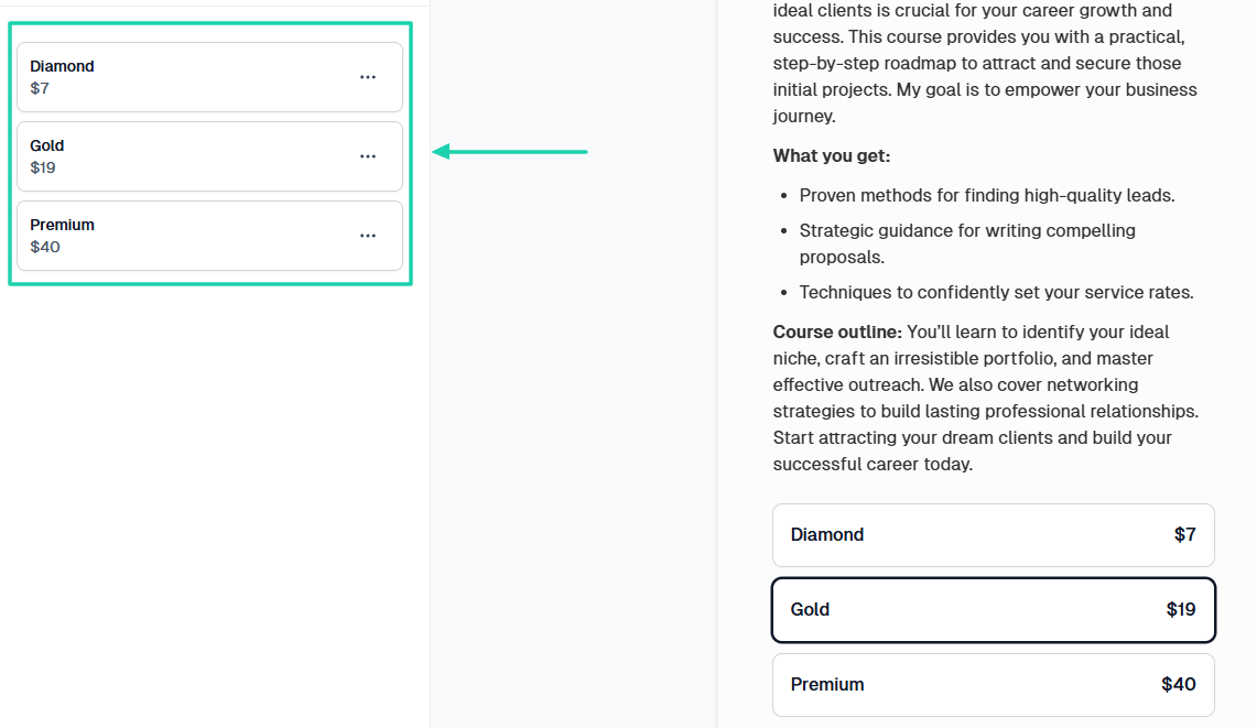 price variants to sell digital products online