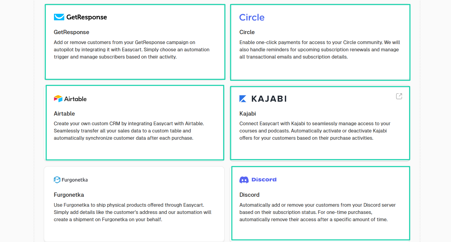 circle and discord integrations with Easytools