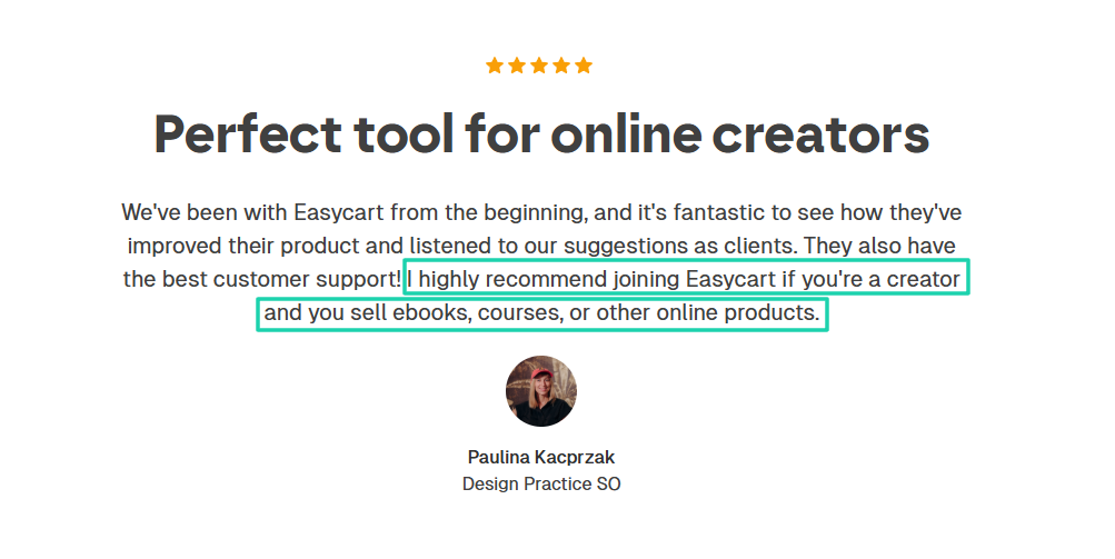 testimonial from Easytools customer