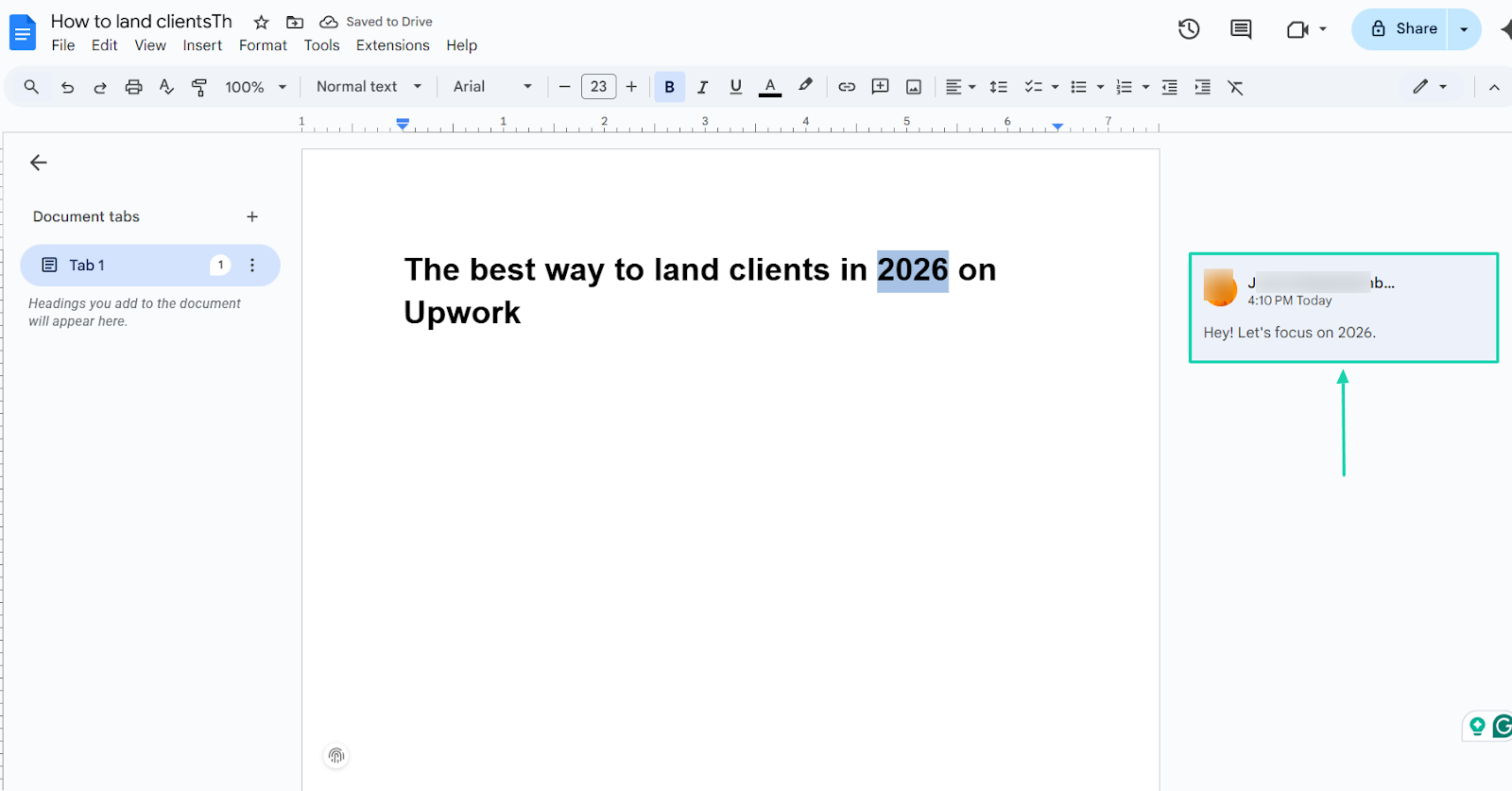 google docs interface
