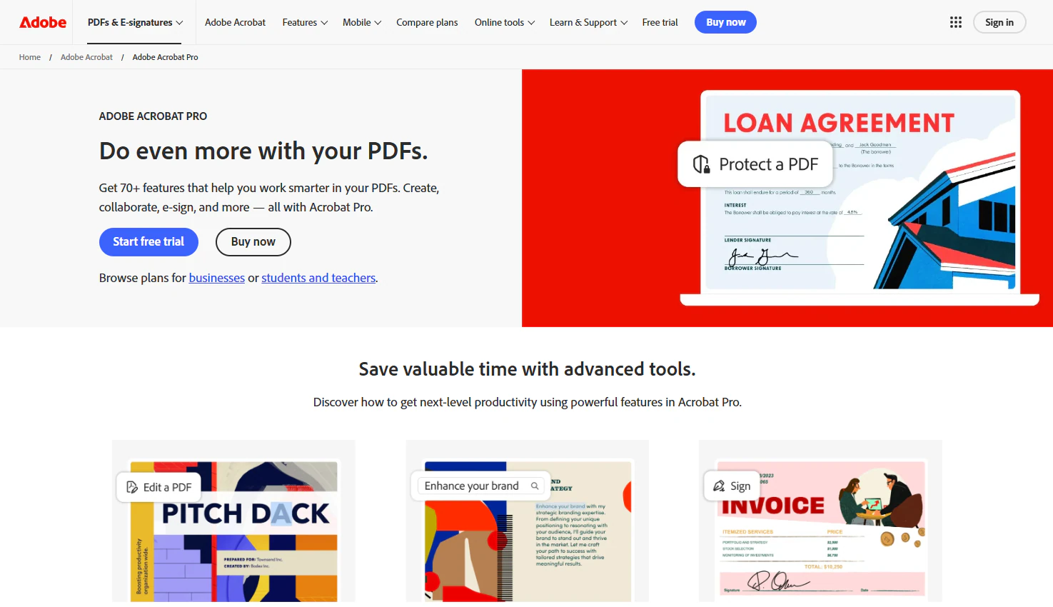 adobe acrobat landing page