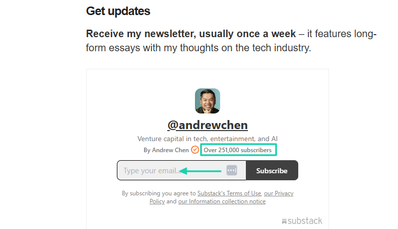 lead capture page on substack