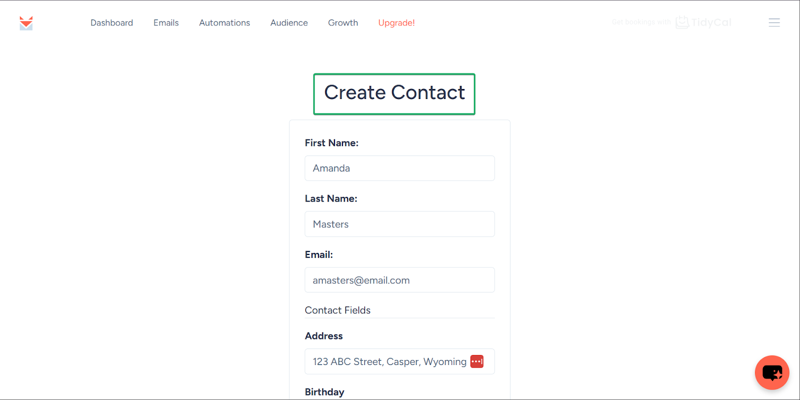 Sendfox: capture du 📑 type de contenu