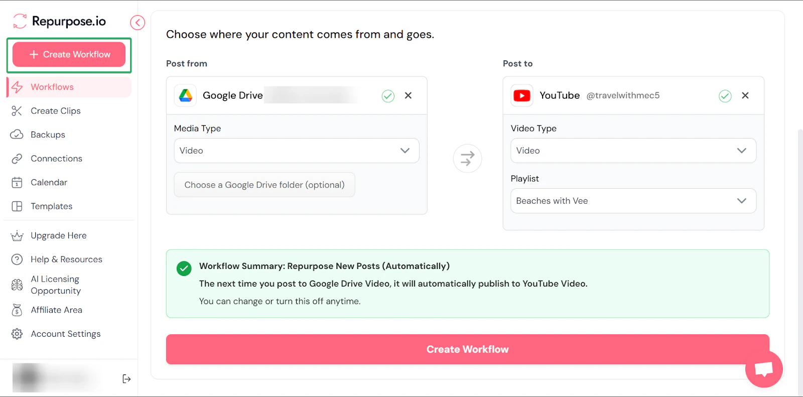 Repurpose.io: capture du 📑 type de contenu