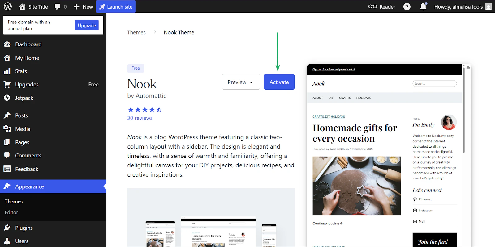 WordPress: capture des thèmes - créateur de site