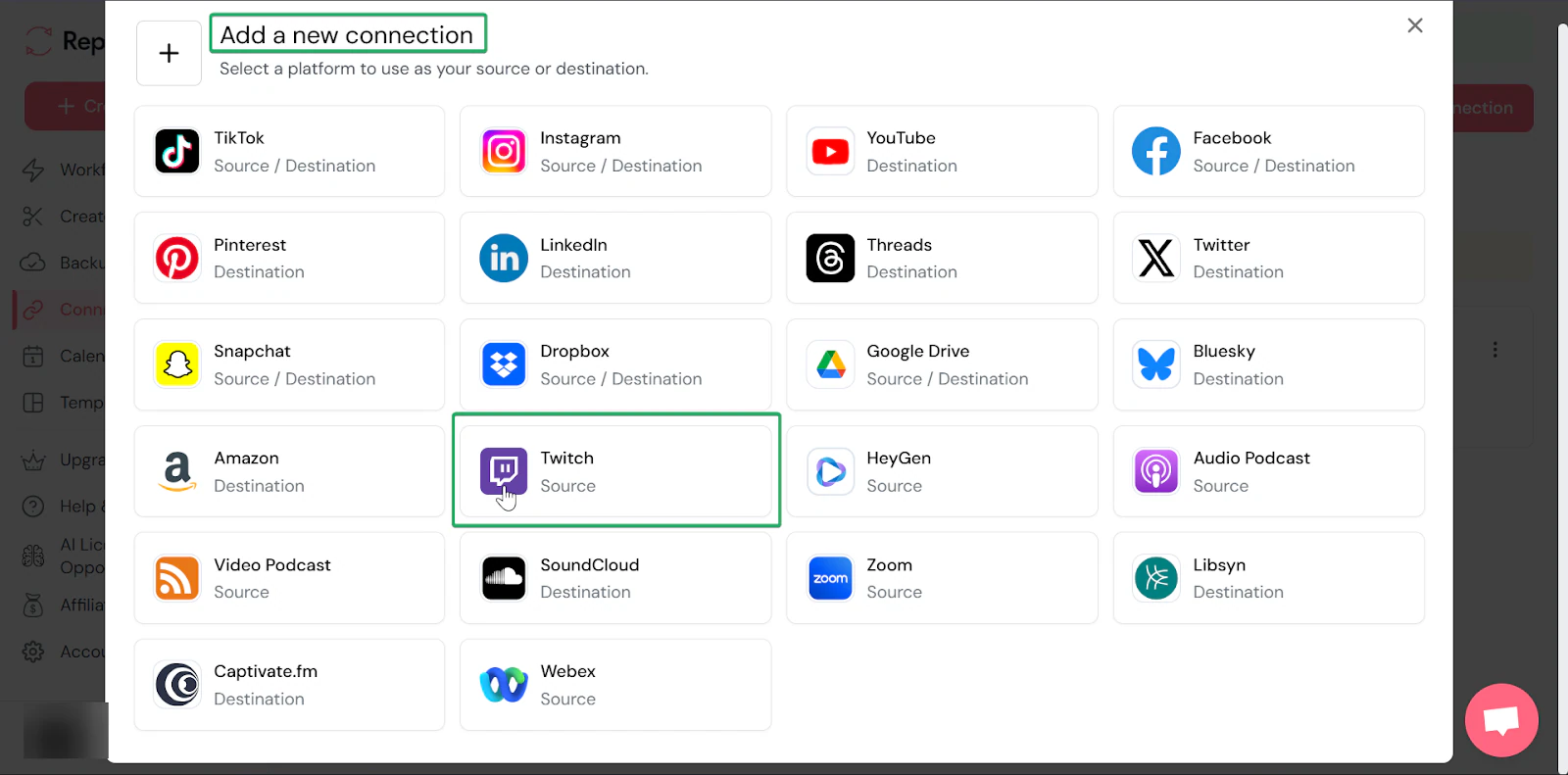 Repurpose.io: capture des connexions