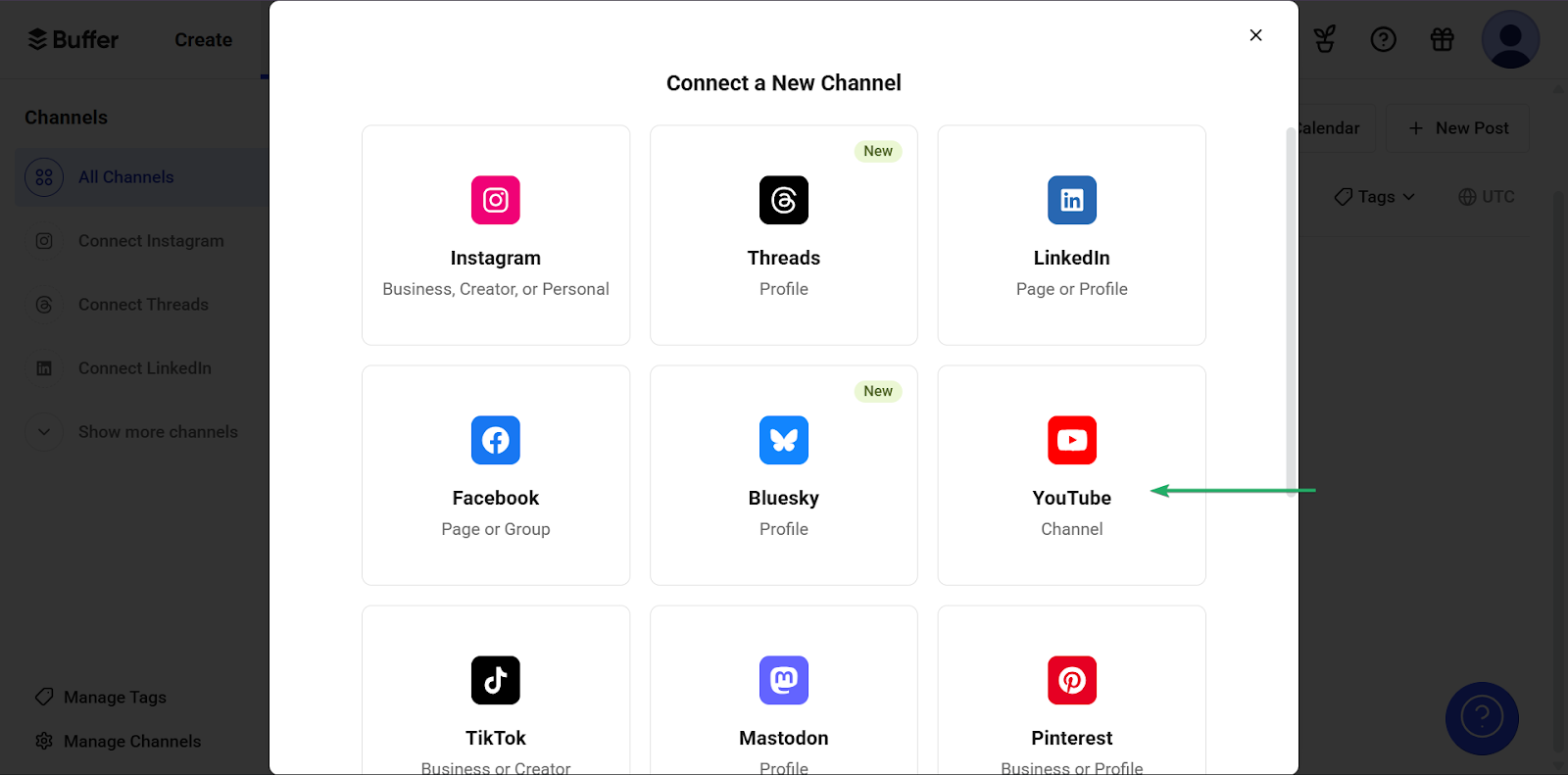 Buffer: la connexion d'un nouveau canal affichant "Finish Connection"