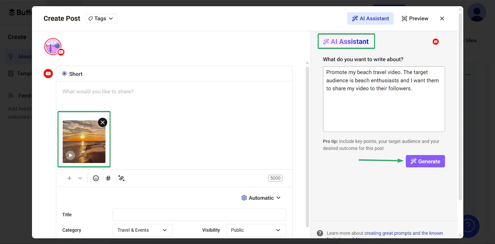 Buffer: capture de la publication
