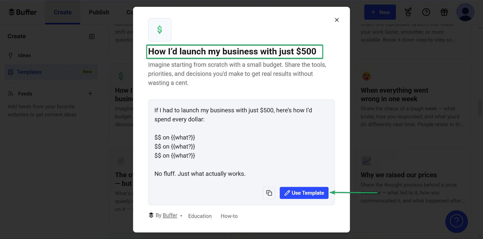 Buffer: capture des templates - créateur de site