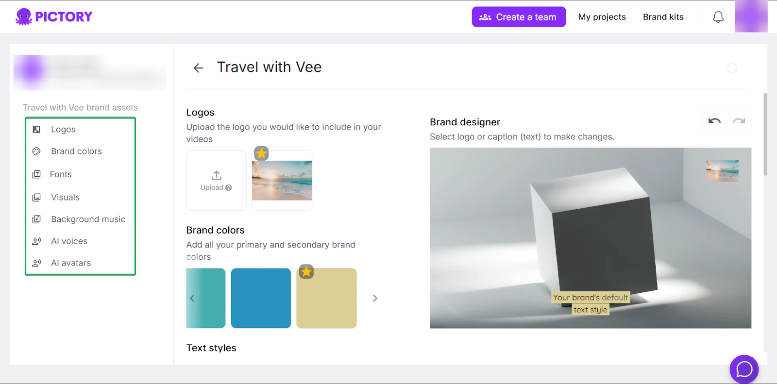 Pictory: capture des brand kits