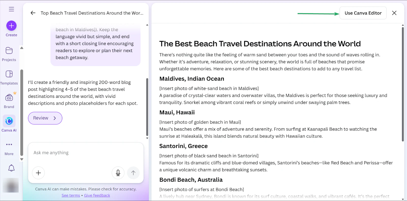 vérifier le contenu généré par canva ai
