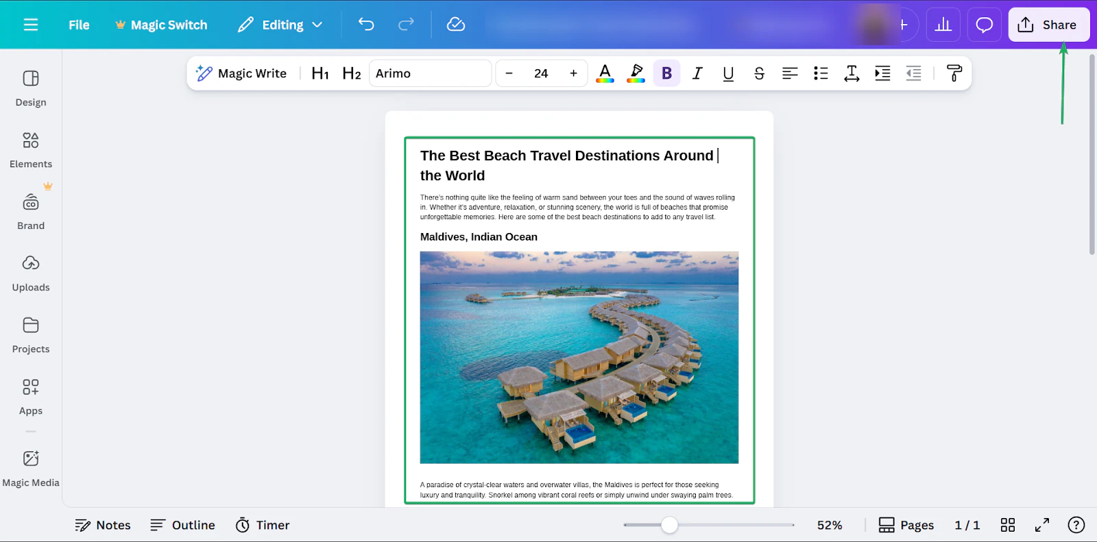 fenêtre d'édition canva