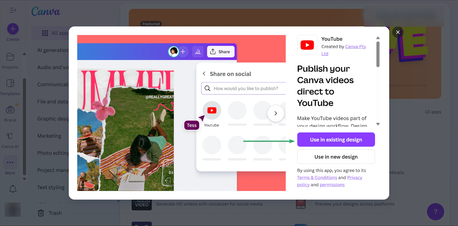 Canva: capture des applications vue 2
