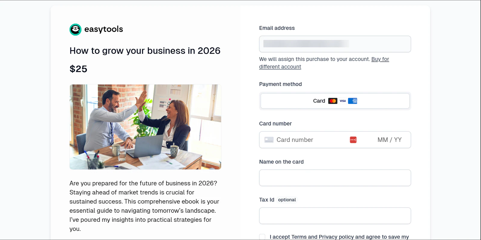 easycart affiche un produit digital en vente