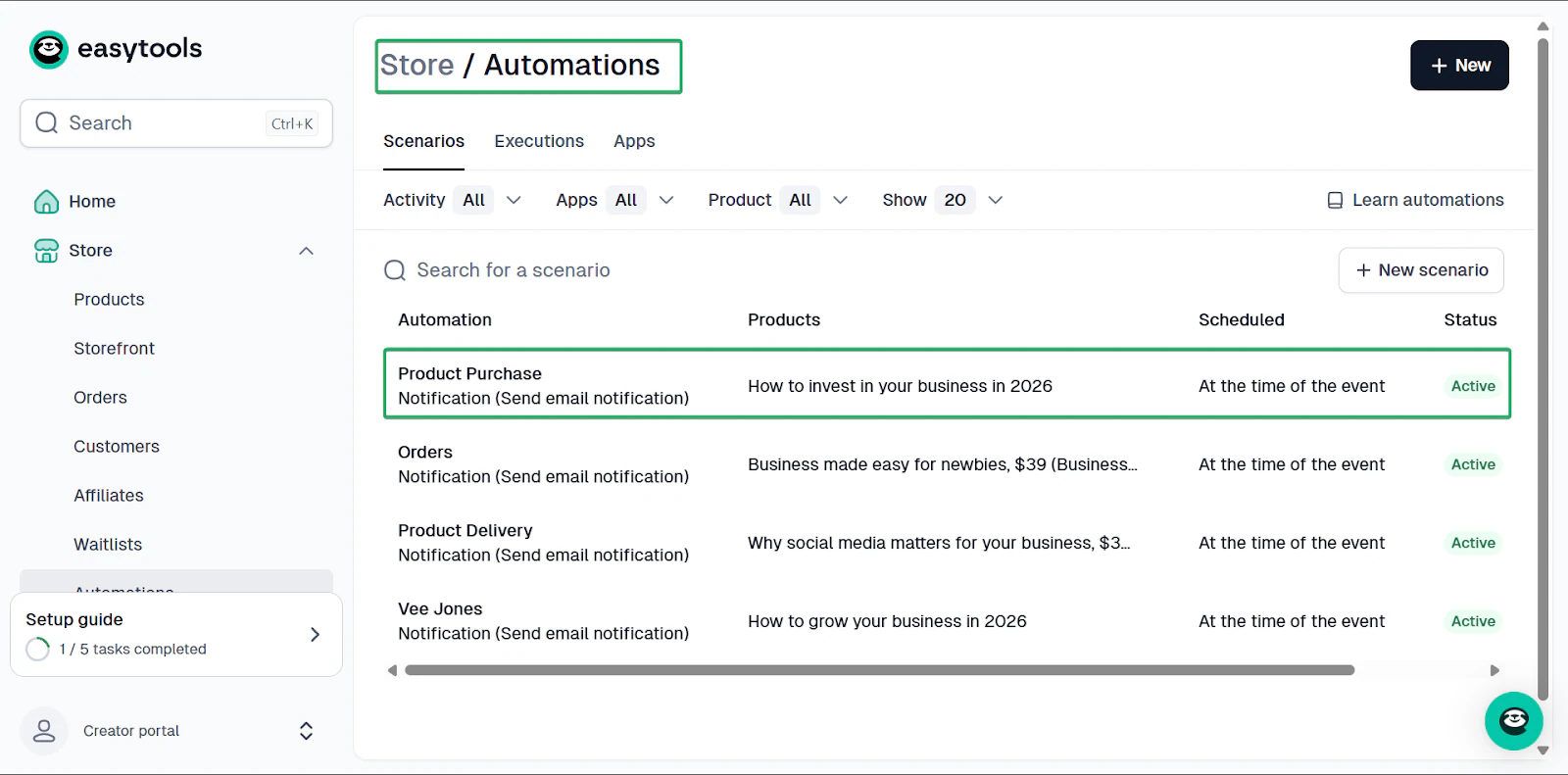 l'automatisation easytools aide sur les emails de confirmation